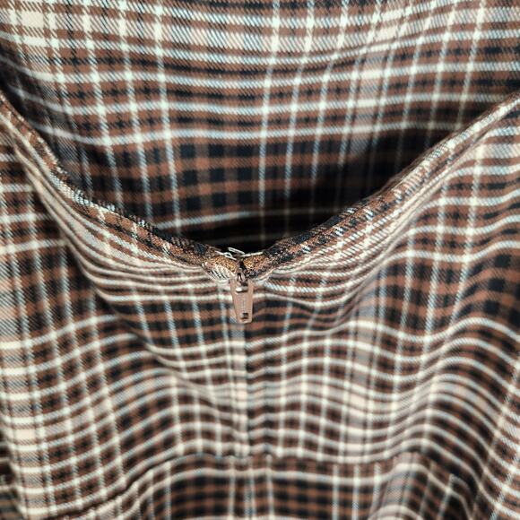 GB Woman's Brown Plaid Dress Size Large With Tags - Picture 8 of 12